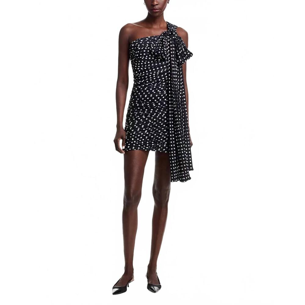 NEW PATOU one shoulder draped ruched dress in night blue
